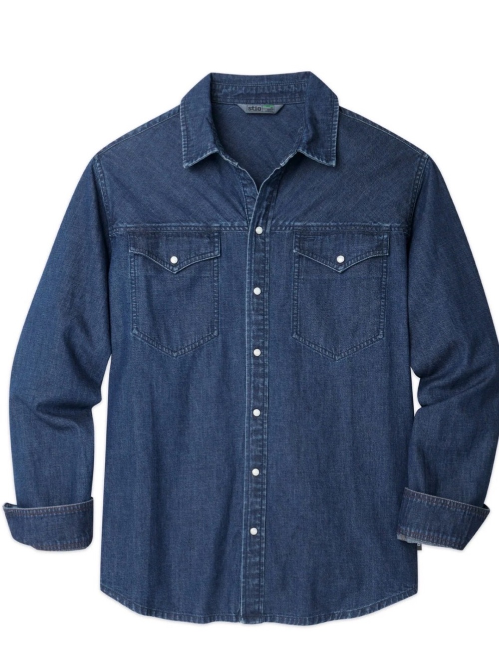 Small Stio Men's NWOT Slipstone Japanese Denim Shirt Shacket Cotton Pearl snaps